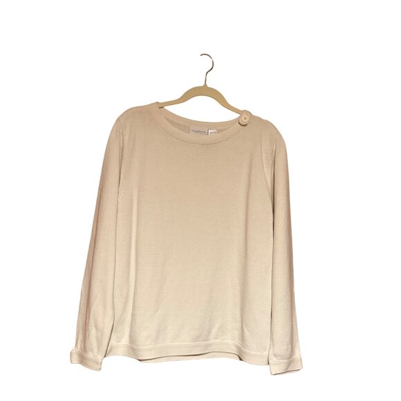 Liz Claiborne Sweaters - Liz Claiborne Ivory Knit Pullover Sweater Women’s XL 100% Cotton Button Detail